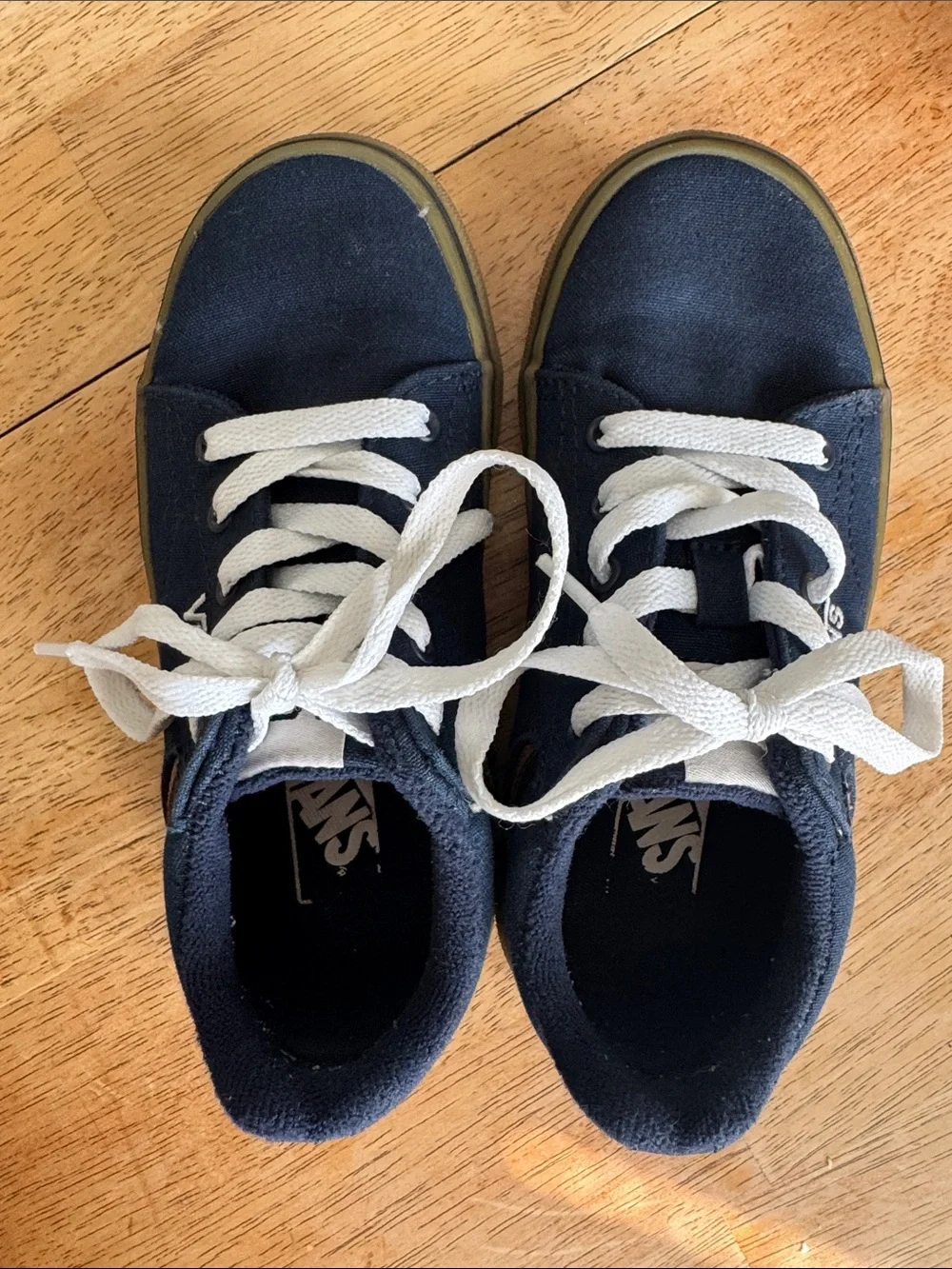 Vans Kids Navy Canvas Sneakers with White Laces Sz 12